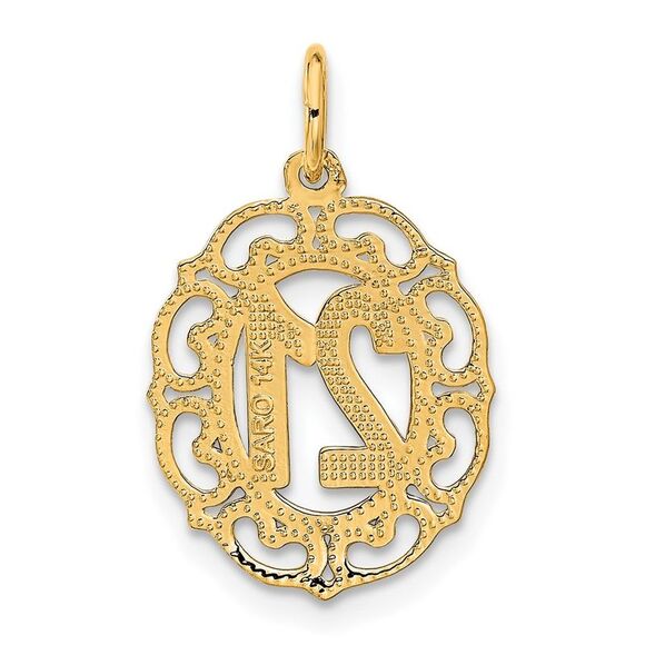 14k Yellow Gold Number 21 Oval Heart Accent Charm or Pendant, 14mm - Picture 3 of 5